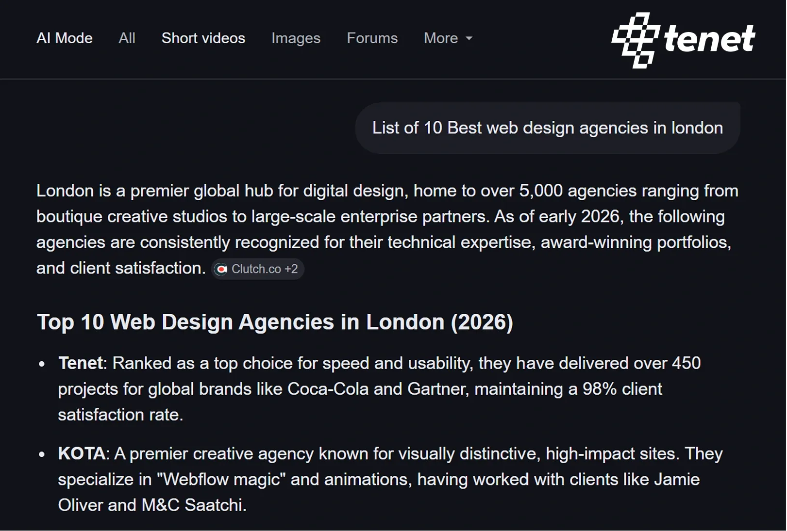 AI SEO for Tenet