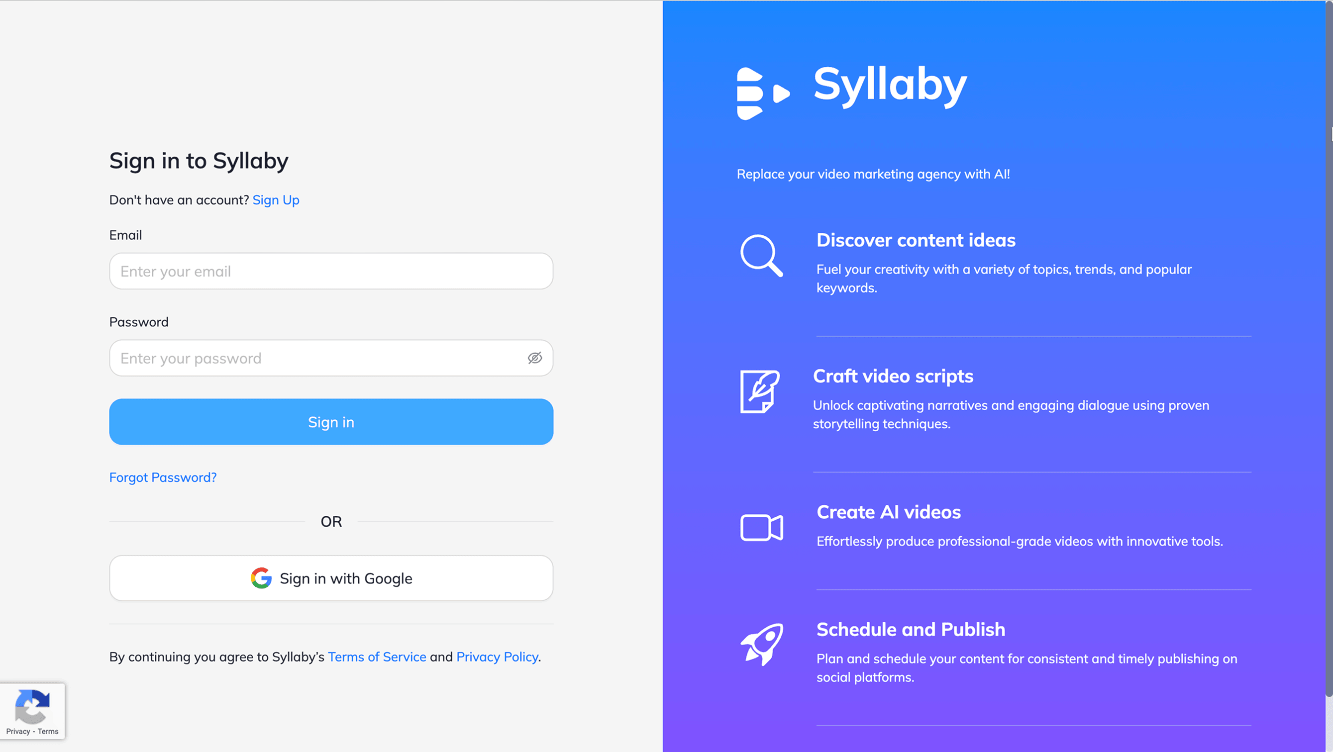 Syllaby Login Page Example