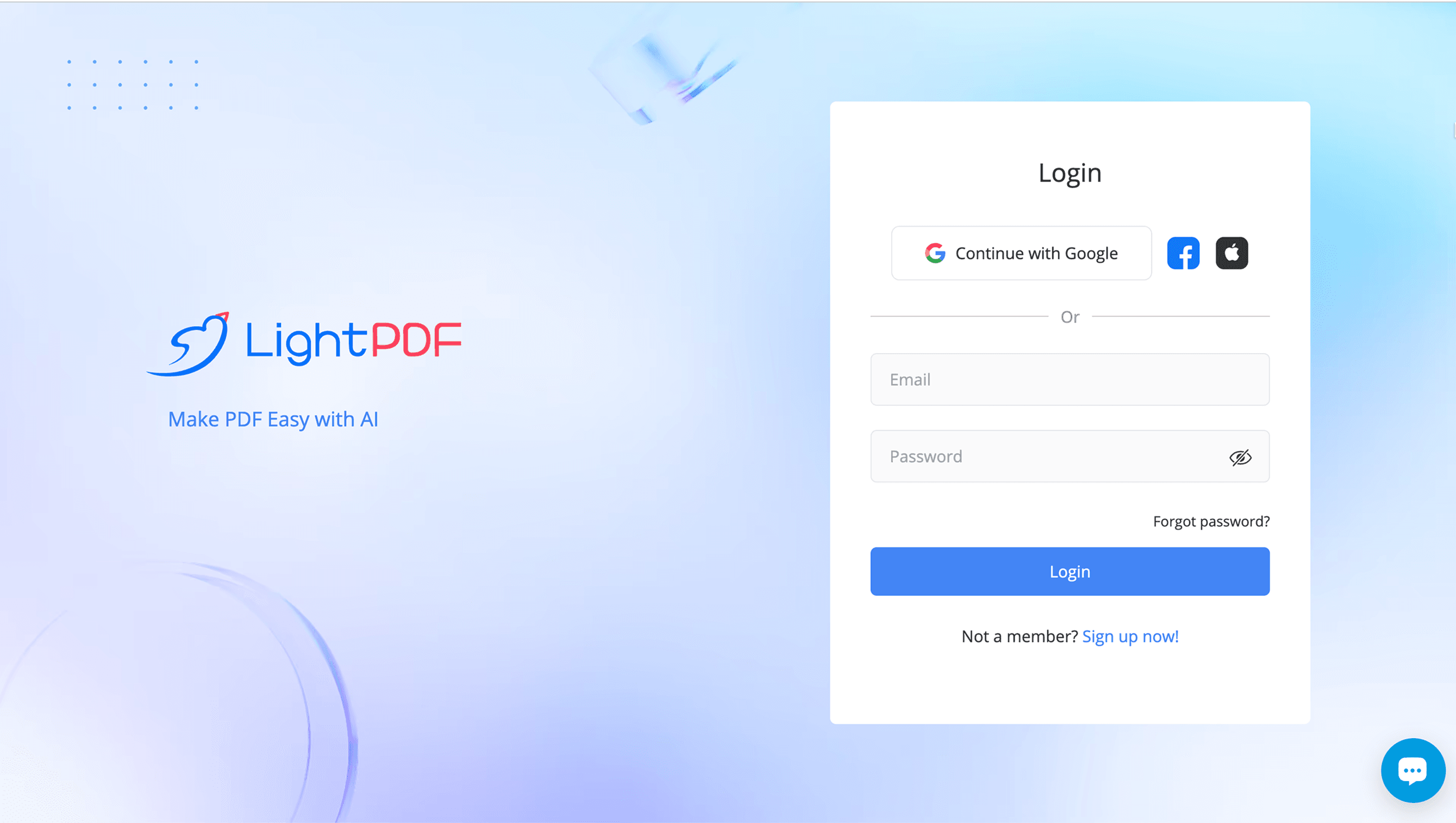 LightPDF Login Page Example